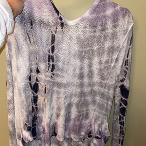 Tie dye distressed top with hood